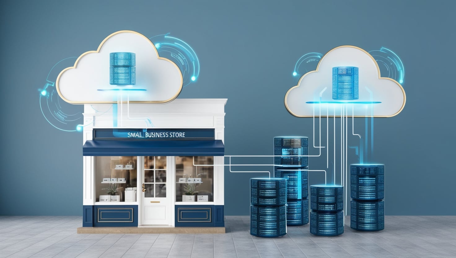 Step-by-step cloud computing implementation workflow showing assessment, migration planning, deployment, and optimization phases for small businesses