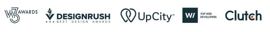 iWEBAPP web design awards including W3 Awards, DesignRush Best Design, UpCity Top Web Developer, and Clutch recognition for Ottawa-based digital agency excellence
