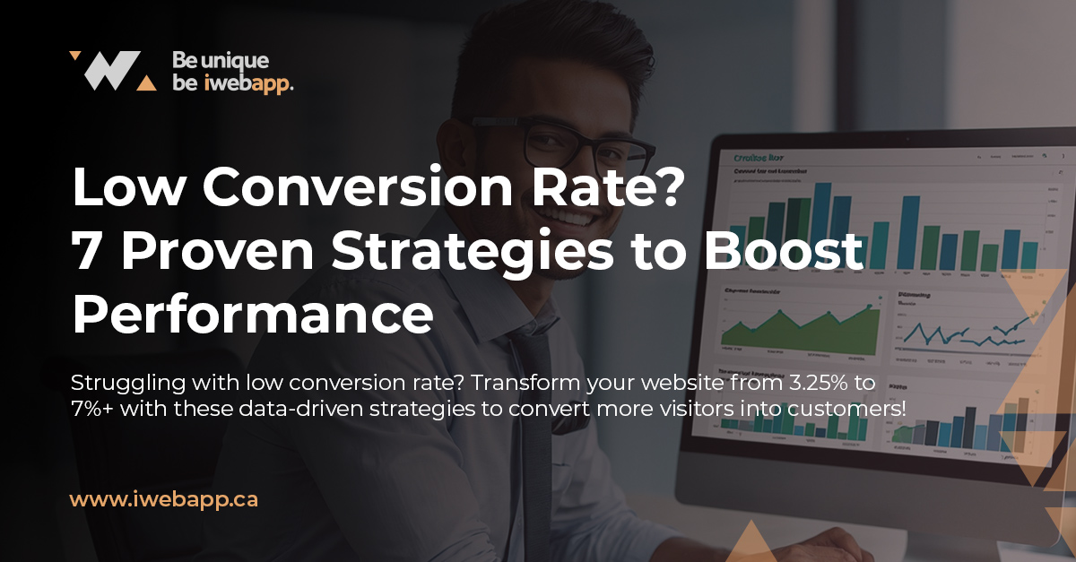 Business professional analyzing increasing website conversion rate metrics on dashboard