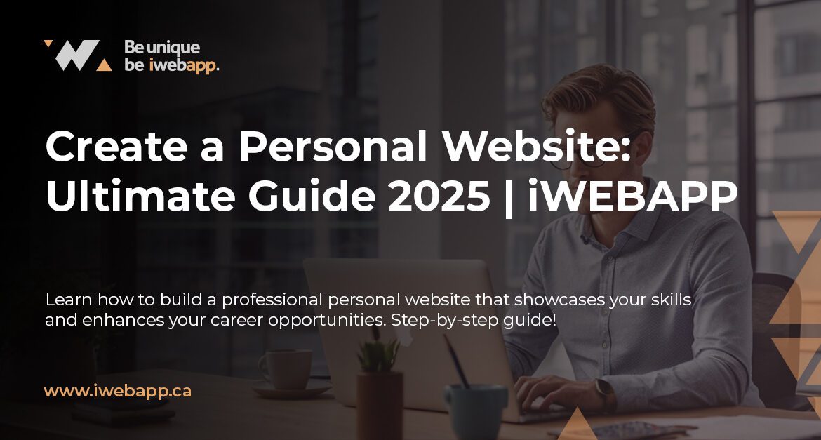 Professional creating a personal website on laptop with portfolio visible