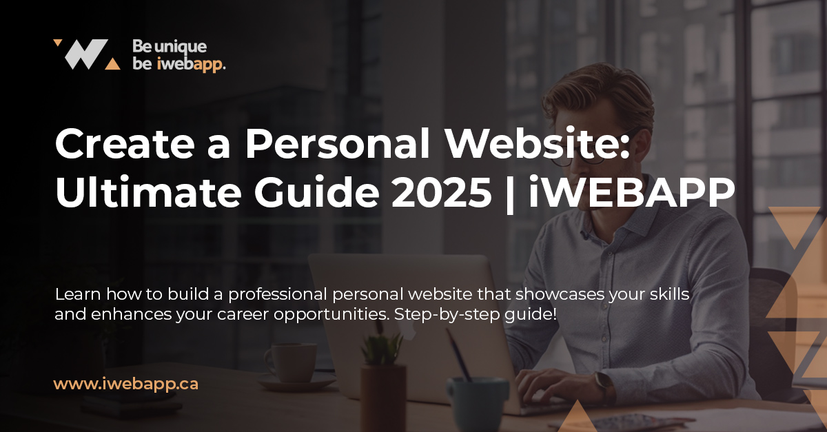 Professional creating a personal website on laptop with portfolio visible