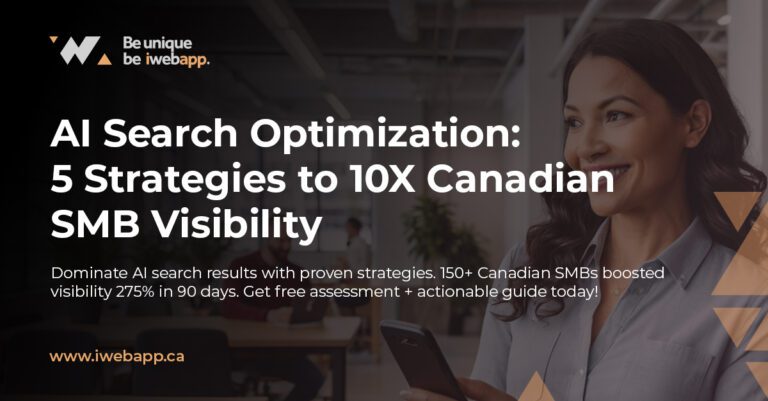 Canadian small business owner using AI voice search optimization on smartphone