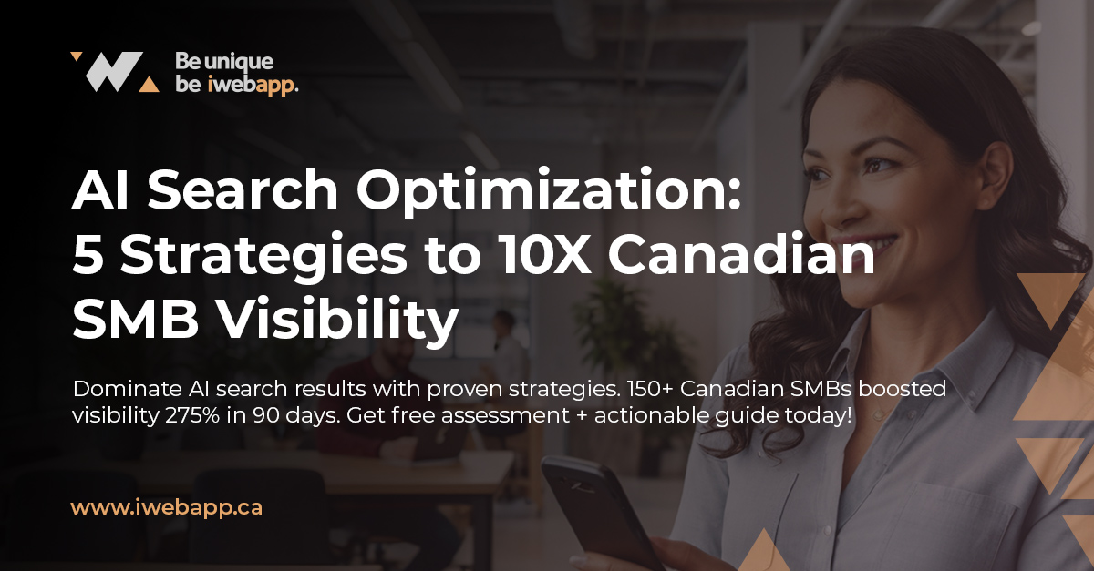 Canadian small business owner using AI voice search optimization on smartphone