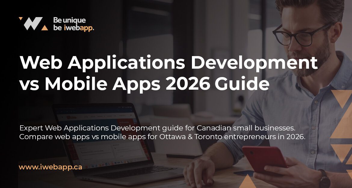 Business owner comparing website, web app, PWA, and mobile app options in 2026
