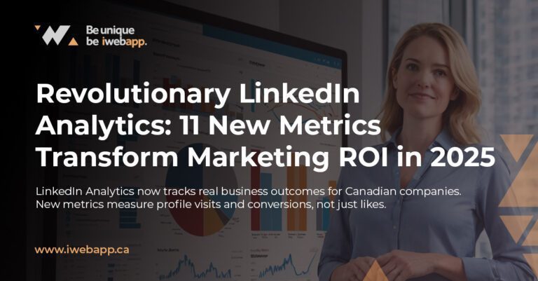 Revolutionary LinkedIn Analytics: 11 New Metrics Transform Marketing ROI in 2025 1 Canadian marketer analyzing LinkedIn analytics dashboard showing improved ROI metrics