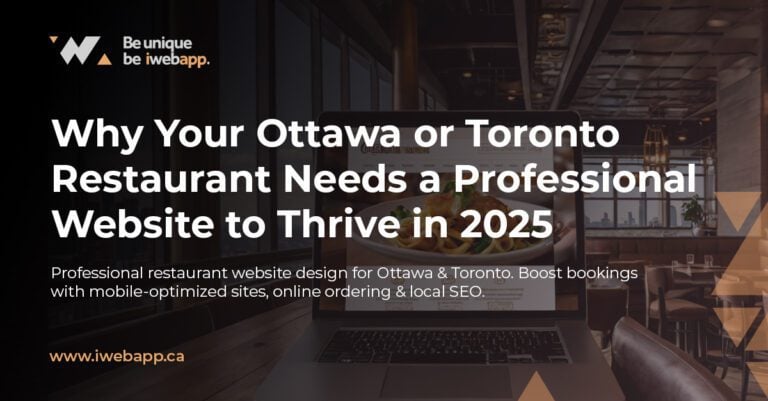 Professional restaurant website design displayed on laptop in Ottawa restaurant