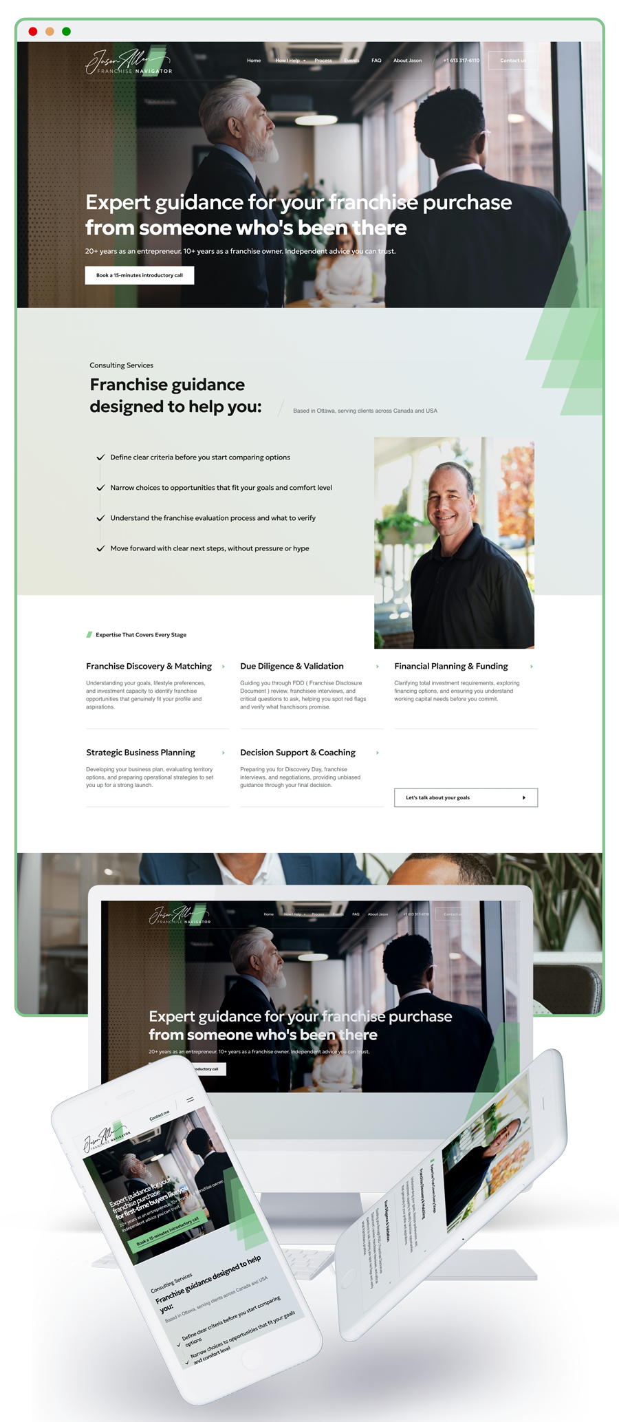 Jason Allen consulting with franchise buyer showing personalized guidance process and professional franchise discovery methodology implemented by iWEBAPP