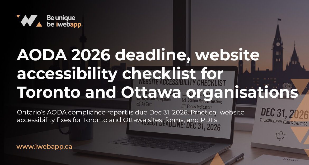 Calendar reminder showing “Dec 31, 2026” with website accessibility checklist