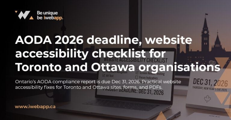 Calendar reminder showing “Dec 31, 2026” with website accessibility checklist
