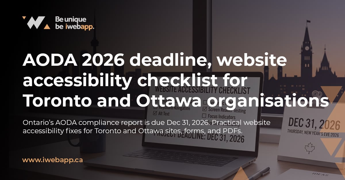 Calendar reminder showing “Dec 31, 2026” with website accessibility checklist