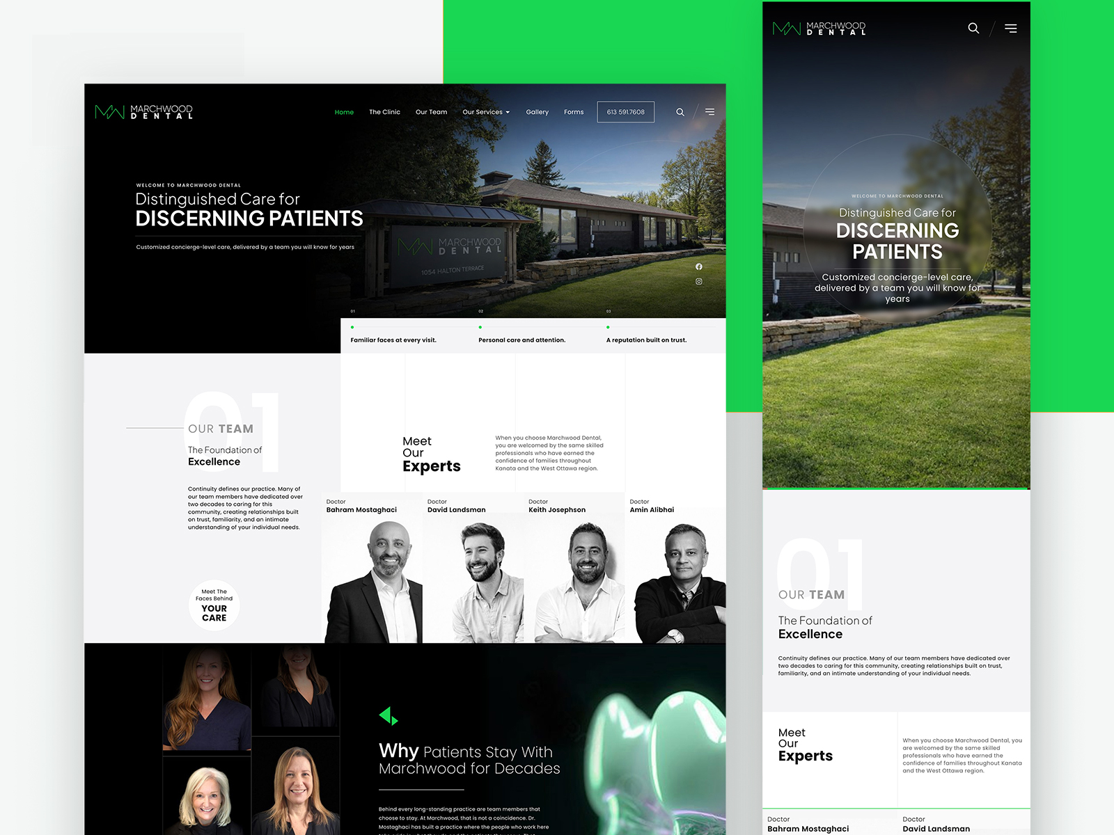 Custom dental website design for Marchwood Dental in Kanata, Ontario