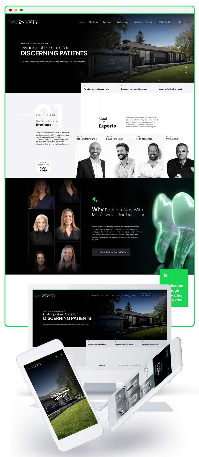 Dental services section on the Marchwood Dental website redesigned by iWEBAPP